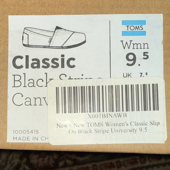 TOMS Women's Classic Black Stripe University Canvas Slip-On Loafers - Picture 5 of 6